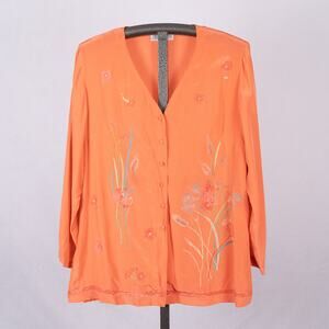 Diane Von Furstenberg Women's Size MEDIUM 100% Silk Beaded Embroidered Blouse
